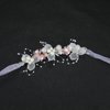 Paderison Pink Flower Girl Headband Princess Crystal Headpiece 5.4 Inches Wrist Flower Crown Hair Accessories for Women Girls Bridal Wedding Pearl Hair Band Toddler Birthday Party Communion