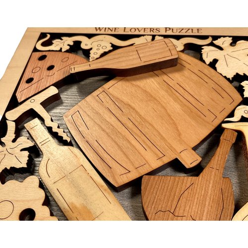 Wine Lovers Puzzle - Artistic and Challenging Wood Brain Teaser Puzzle