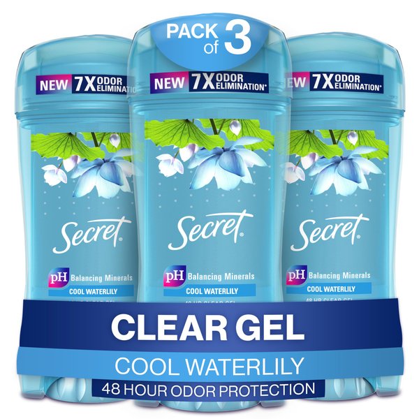 Secret Fresh Clear Gel Antiperspirant and Deodorant for Women, Waterlily Scent, 2.6oz (Pack of 3)