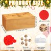 Realspring Penny Game Pennies Dice Games Family Fun Board Game Wooden Penny Game Box 6 Wooden Dice 60 Red Plastic Coins for 2-6 Players to Interact with Family and Friends