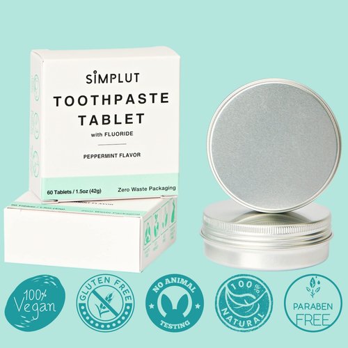 Chewable Toothpaste Tablets with Fluoride, 150 Pack - Travel Sized Oral Care, Eco Friendly Vegan Dental Tabs for Brushing - All Natural, SLS Free Ingredients for Adults - Peppermint Flavored
