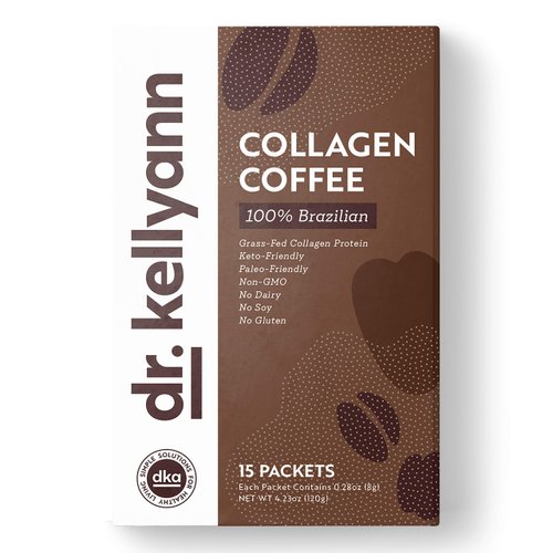 Dr. Kellyann Grass-Fed Collagen Instant Coffee (15 Packets) - Keto & Paleo Friendly - Sugar free, Dairy free, Grain Free - Brazilian Collagen Coffee-to-Go