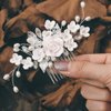 Kesvb Bride Wedding Hair Comb Silver Flower Hair Piece Rhinestone Bridal Side Combs Hair Accessories for Women and Girls