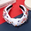 mokkia 4th of July Headband for Women American Flag Star Knotted Headbands Red White and Blue Rhinestone Crystal Top Knot Headbands Patriotic 4th of July Accessories Party Favors (American Flag F)
