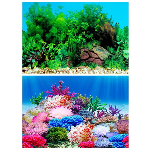 ZIIYAN Aquarium Background, Double Sides Fish Tank Backdrop Decoration Paper Cling Decals Sticker Pictures (G, 11.8" x 24.5")