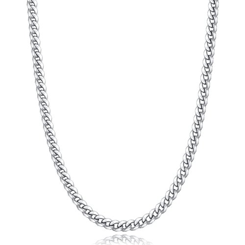 Momlovu Silver Chain for Men and Women Boys, 18K Gold Plated Men and Women's Necklaces Chain Cuban Link Chain for Men and Women 4mm/6mm 18/20/22/24/26inch