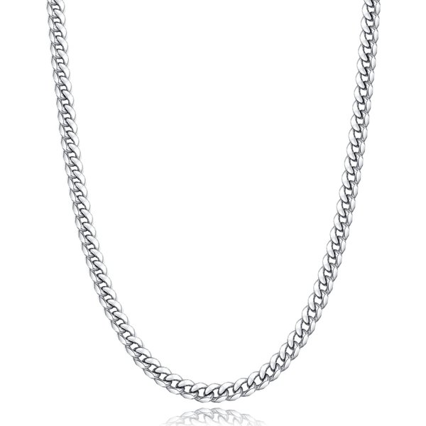 Momlovu Silver Chain for Men and Women Boys, 18K Gold Plated Men and Women's Necklaces Chain Cuban Link Chain for Men and Women 4mm/6mm 18/20/22/24/26inch
