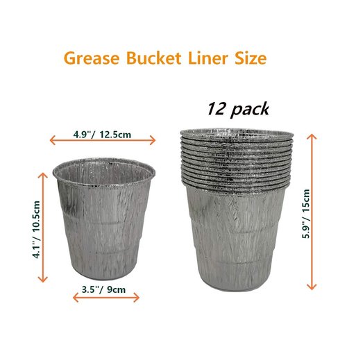 Drip Grease Bucket and 12-Pack Liners for Traeger 20/22/34 Series, Pit Boss etc Pellet Grill Smoker (Black 12)