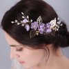 JWICOS Bride Wedding Hair Comb Flowers Pearl Wedding Hair Accessories Vintage Bridal Hair Clips for Women and Girls purple