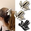 mdgfge 3 Pcs Bow Banana Hair Clips Ribbon Vertical Ponytail Claw Clip Bowknot Ponytail Holder Solid Color Hairpin for Women Girls Banana Barrette Claw Hair Accessories