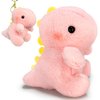 Dinosaur Stuffed Animals, Kawaii Dino Plushies for Girls and Boys, Fun Dinosaur Mini Plush Toy, Cuddly Animal Plush Toys, Cute Plushies, Soft Stuffed Animal, Kids Keychains (Pink)
