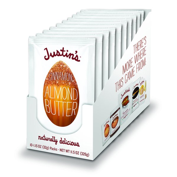Justin's Cinnamon Almond Butter Squeeze Packs, Gluten-free, Non-GMO, Responsibly Sourced, 11.15 Ounce (Pack of 10)