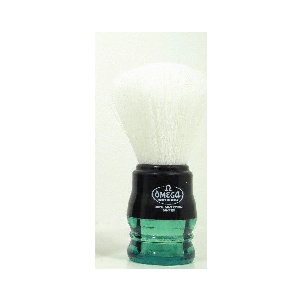 Omega Synthetic Bristle Shaving Brush w/Green Handle