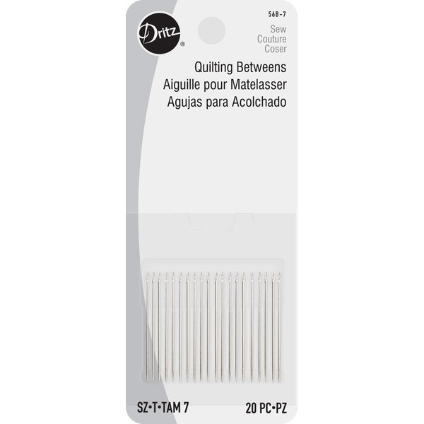 Dritz 56B-7 Quilting Betweens Hand Needles, Size 7 (20-Count) Nickel