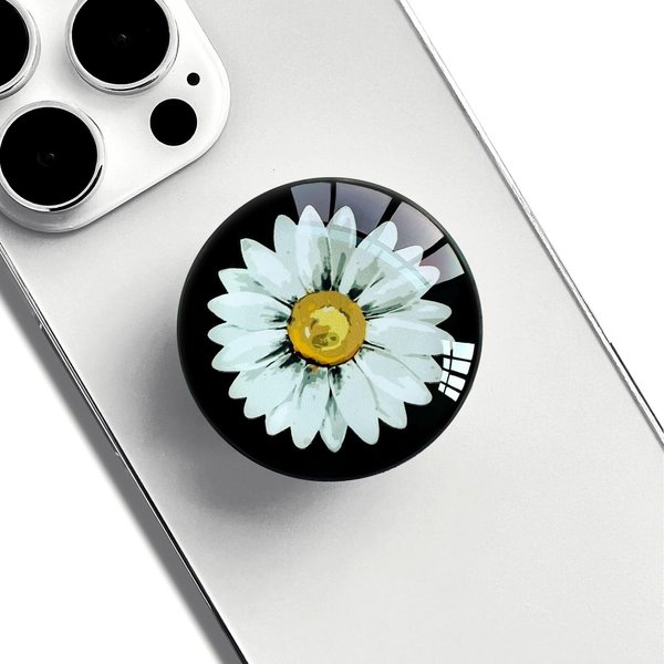 WUYULB Clear Crystal Glitter Expandible Collapsible Moblile Phone Grip Stand Holder for Smartphones and Tablets Cell Phone Accessory（White Daisy）