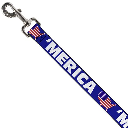Dog Leash Merica USA Silhouette Blue White Us Flag 4 Feet Long 0.5 Inch Wide