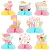 Jollyboom Ice Cream Table Centerpieces for Girls, Sweet One 1st Birthday Honeycomb Centerpiece We All Screamed for Ice Cream Double-sided Honeycomb Centerpiece for Summer 1st Birthday Baby Shower
