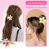 Chris.W 6 Pcs Flower Hair Claw Clips for Thick Thin Hair, Hawaiian Plumeria Strong Hold Nonslip Big Cute Flower Barrettes Hair Accessories for Women Girls Teen Holiday Gifts (Gradient color)