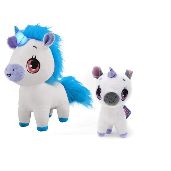 Wish Me Pets Bundle - Light Up LED Plush Stuffed Animals - Blue Tinks Unicorn and Mini Purple Unicorn