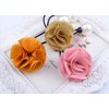 Suoirblss 5 PCS Hair Accessories Women Satin Ribbon Rose Flower Imitation Pearl Ponytail Hair band (Color random)