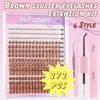 Eyelash Clusters Extension Kit, 40D+60D Mix 12-18mm Individual Lashes with Bottom Lashes With Tweezer Lash Glue, Manga Wispy Cluster Lashes DIY at Home (Brown-SET2)