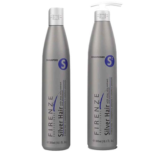 Firenze Professional Color Protection Bundle - Silver Hair Shampoo and Conditioner Pack with Free Red Gift Bag, Pack of 3