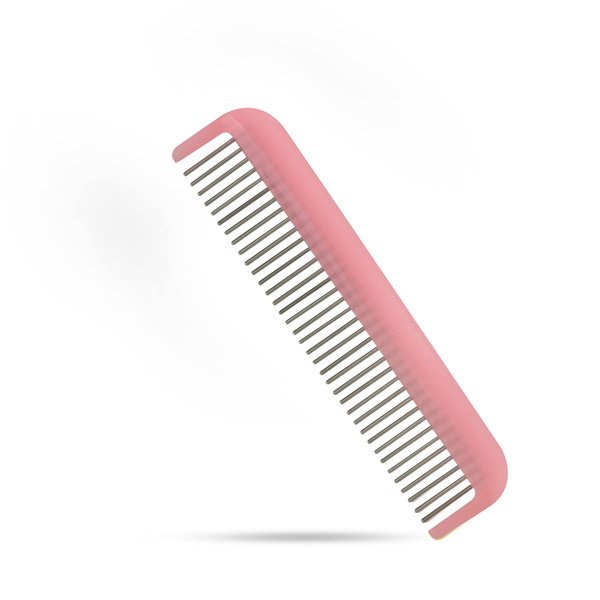 Hair Doctor Ladies 5" Rotating Tooth pocket comb to reduce hair loss and damage (Pale Pink)