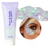DAGEDA Body Glitter Gel, Face Glitter Body Gel Sequins Shimmer Liquid Eyeshadow, Chunky Glitter for Face Hair Nails, Holographic Cosmetic Laser Powder Festival Glitter Makeup 50ml(White)