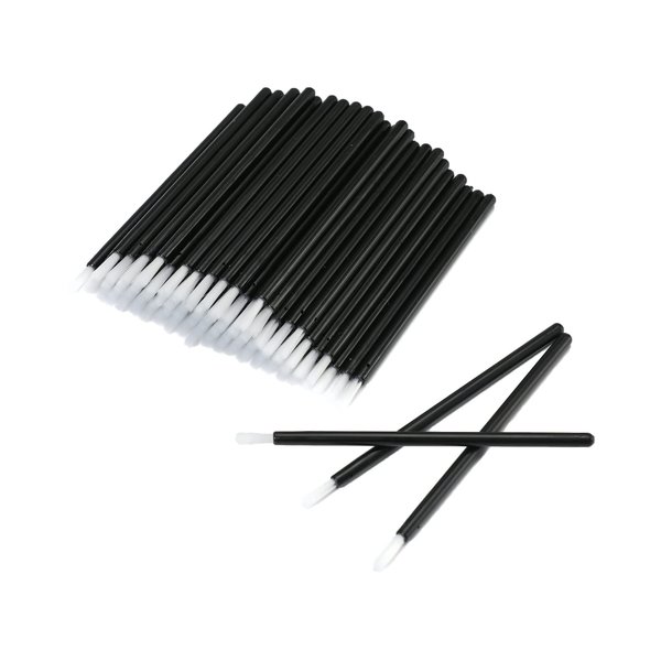 100 Pcs Disposable Makeup Lip Brushes PYO Cookie Paint Brushes Nail Polish Brushes Cosmetic Lip Brush Wands mini paint brushes for cookies (Black)