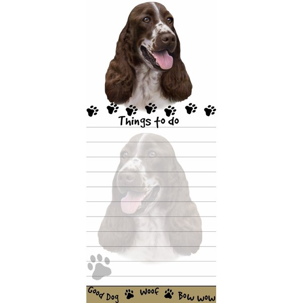"Springer Spaniel Magnetic List Pads" Uniquely Shaped Sticky Notepad Measures 8.5 by 3.5 Inches