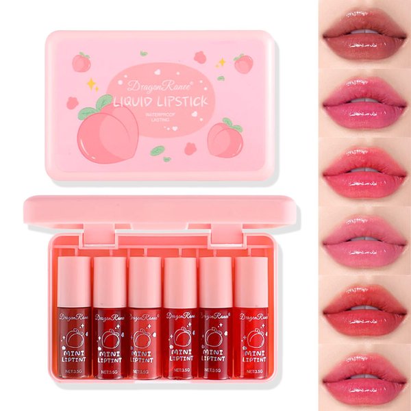 6 Colors Liquid Tint Stain,Korean Lip Gloss Moisturizing Natural,Multi-Use Lip and Cheek Tint Stain,Long-Lasting & Non-Stick Cup,Vivid Color
