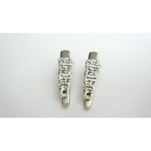 Generic 2 small slim silver native looking metal alligator hair clip for fine thin hair