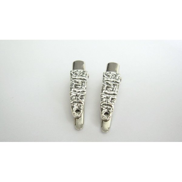 Generic 2 small slim silver native looking metal alligator hair clip for fine thin hair