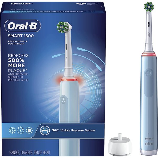 Oral-B Smart 1500 Electric Power Rechargeable Battery Toothbrush, Blue