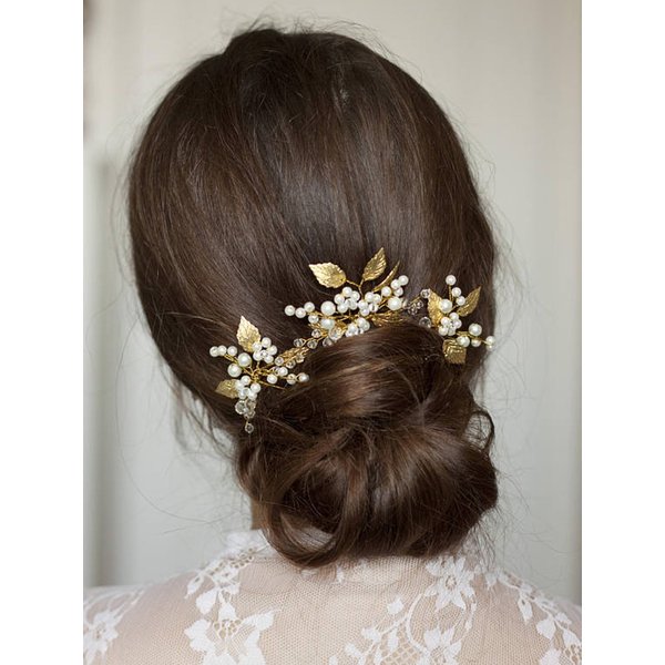 FXmimior Bridal Headpiece Vintage Crystal Leaf Hair Pins Bobby Pins Wedding Party Hair Accessories(pack of 3) (silver)