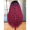 CURLCRAZY Long Curly Lace Front Wigs for Black Women Deep Wave HD Lace Frontal Wig Glueless Synthetic Lace Front Wig Pre-plucked with Baby Hair Dark Roots Hair(26" Ombre Red)
