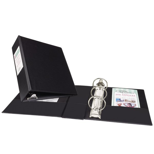 Avery Mini Durable 3 Ring Binder, 2" Round Rings, Holds 5.5" x 8.5" Paper, Label Holder, 1 Black Binder (27554)