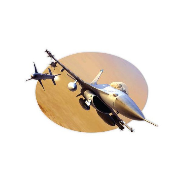 F-16 Military Jet - 12" Vinyl Sticker Waterproof Decal