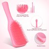 SHINLEA No Tangle Detangler Hair Brush for Wet & Dry Hair, Wave-shaped Soft Bristle Hairbrush for Reduces Breakage, Lightweight Travel Brush Detangling All Hair Types, Pink