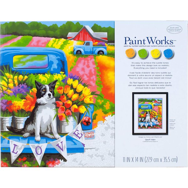 Paint Works Paint by Number Kit 11"X14"-Flower Power Dog, Multicolor