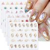 Dornail 6 Sheets 5D Crystal Soft Glue Embossed Nail Stickers,Flame Heart Nail Art Stickers Pink Feather Stereoscopic Nail Decals Diamond Flower Sun Gold Metal Line DIY Nail Design Nail Art Decoration