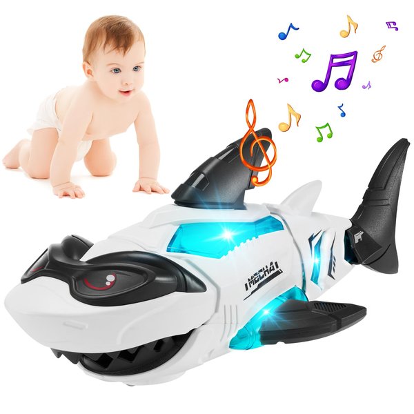 Avkast Shark Toys,Crawling Toys Baby Musical Toys with Attractive Led Lights Music and Movable Joints for 6-12 Months Baby Boys Girls Infant 1-3 Toddlers