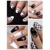 EBANKU 12 Sheets Black White Full Wraps Nail Stickers, Flower Butterfly Retro Pattern Decals French Classic Simple Self Adhesive Decals, for Girl Women Nails Art DIY Decoration