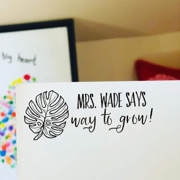 Custom Self-Inking Teacher Stamps | 49 Designs | Fun Phrases | Grading Made Easy | Classroom and Library Book Stamps (Way to Grow, Xtra Large)