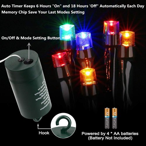 Joomer Battery Chrismas Lights, 66ft 200LED Fairy Lights Battery Operated Timer 8 Modes Waterproof for Outdoor Home Garden Party Holiday Christmas Trees Decoration (Multicolor)