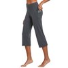 BALEAF Yoga Pants for Women Capris High Waist Leggings with Pockets Wide Leg Exercise Workout Crop Straight Open Bottom Charcoal L