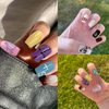 Handmade Press on Nails, Reusable False Nails, 3D Hand-Painted Gel UV Finish False Nails, Full Cover Artificial Nails Stick on Nails with Nail Glue,Mini Nail File, Manicure Stick, and 20 Fake Nails(M)