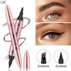 Q710 2in1pen,4-Tip Brow pen&Eyeliner,Dcuble-ended design,wild eyebrow makeup,microblading eyebrow pen,waterproof,Soft nib,With one smooth stroke (4#Black)