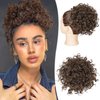 BOGSEA Curly Messy Bun Hair Pieces Elastic Drawstring Curly Hair Buns for Short Thin Hair Synthetic Ponytail Extension hair bun for Women (Dark Chocolate Brown)