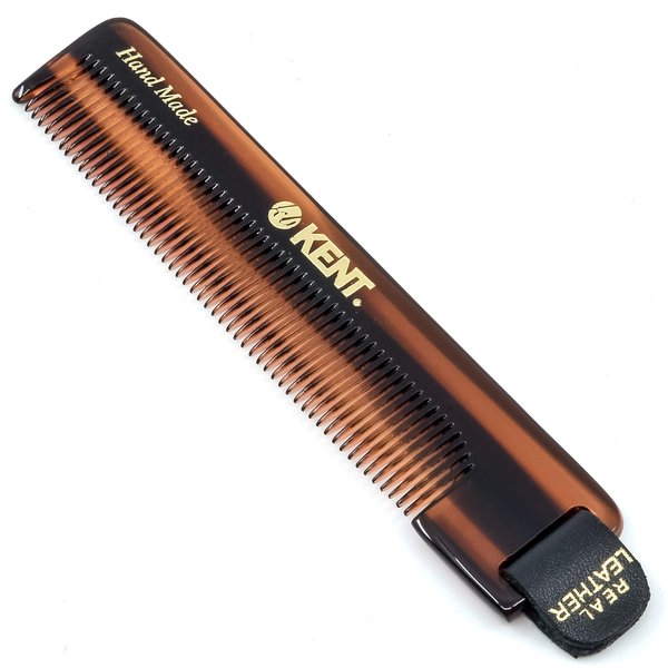 Kent NU22 Handmade Pocket Comb for Men, All Fine Tooth Hair Comb Straightener for Everyday Grooming Styling Hair, Beard and Mustache, Use Dry or with Balms, Saw Cut and Hand Polished, Made in England